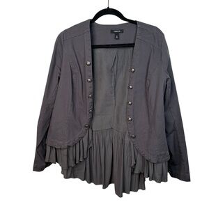 Torrid Gray Button-Up Jacket Size 0 Pleated Hem Femininecore Classiccore 12